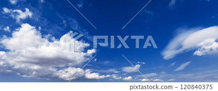 panorama with white clouds in a blue sky. Background with copy space panorama with white clouds in a blue sky. Background with copy space 120840375