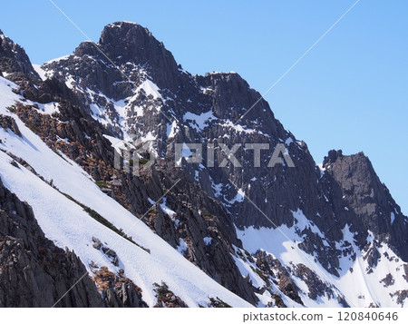 Snow-covered Northern Alps, Hotaka mountain range, Gendarme 120840646