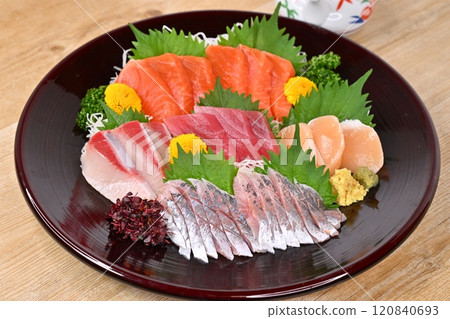 Sashimi, raw fish, sashimi, sashimi platter, seafood dishes, Japanese cuisine. Seafood. Sashimi, raw fish, sashimi, sashimi platter, seafood dishes, Japanese cuisine. Seafood. 120840693