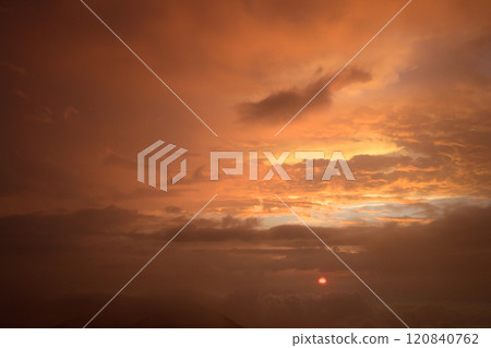 Sunset and hazy sky 120840762