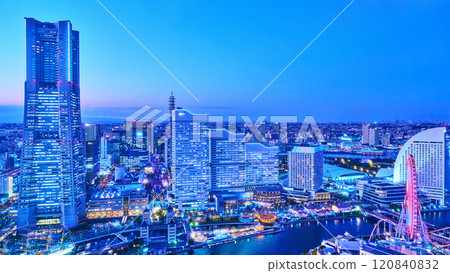 Night view of the Minatomirai district Night view of the Minatomirai district 120840832