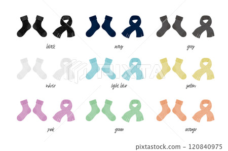 羊毛襪和圍巾一組 9 種顏色 120840975