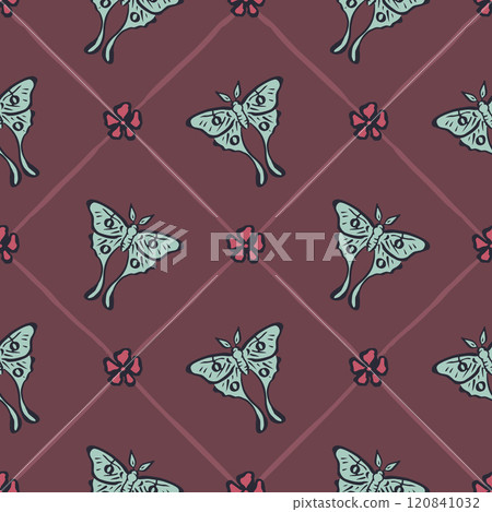 Seamless pattern with hand drawn red rose flowers inside trellis 120841032