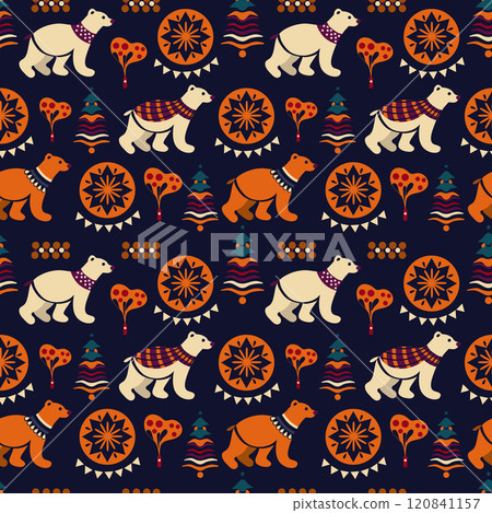 bears in the winter forest. seamless pattern 120841157