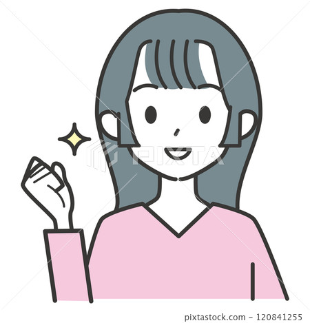 長髮女子握拳頭 120841255