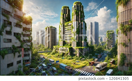 Post-apocalyptic urban center 120841305