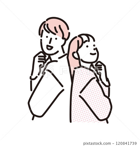 透過配對應用程式認識的年輕男女的簡單插圖 120841739