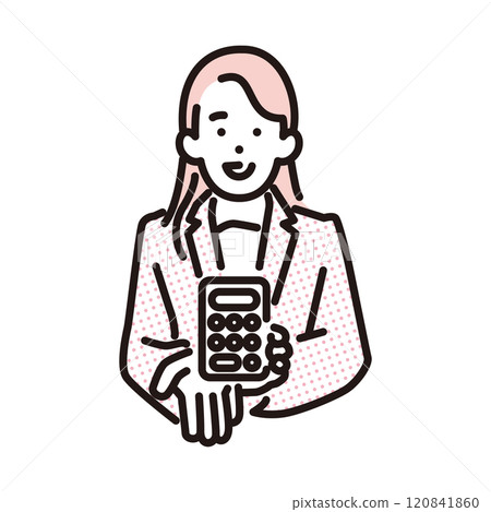 商人拿著計算器並提出估算的簡單說明 120841860