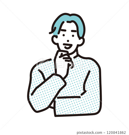 一個雙臂交叉微笑的年輕人的簡單插圖 一個雙臂交叉微笑的年輕人的簡單插圖 120841862