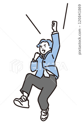 Simple illustration: A male student jumping towards the future 120841869