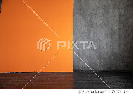 Interior of an empty black and orange room Interior of an empty black and orange room 120841931
