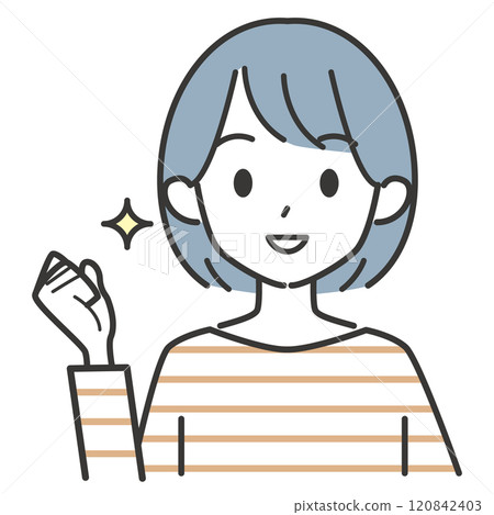 一個穿著條紋衣服的女人做拳頭泵 120842403