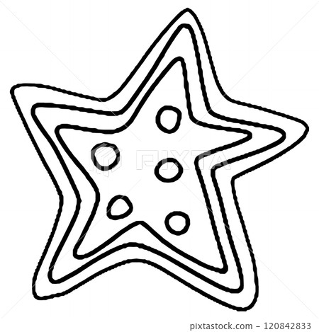 Vector drawing of Christmas cookies in the shape of a star. Coloring book Vector drawing of Christmas cookies in the shape of a star. Coloring book 120842833
