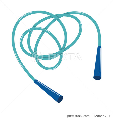 Cartoon blue jump rope in flat style. Retro y2k sport game. 120843704