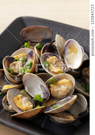 Steamed clams in sake Steamed clams in sake 120843723