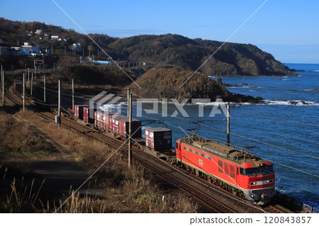 A freight train pulled by EF510-4 runs through the spectacular Shinetsu Main Line_Photo taken on December 2, 2024 A freight train pulled by EF510-4 runs through the spectacular Shinetsu Main Line_Photo taken on December 2, 2024 120843857