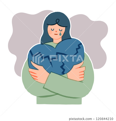 Illustration of a woman with a broken heart Illustration of a woman with a broken heart 120844210