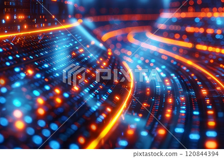 Futuristic Data Stream and Technology Concept for Digital Networks Generative AI 120844394