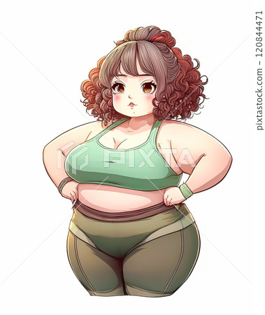 穿著運動服的胖女人圖片素材 120844471