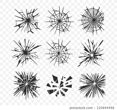 Glass crack broken texture window. Ice glass cracked effect background bullet mirror transparent 120844498