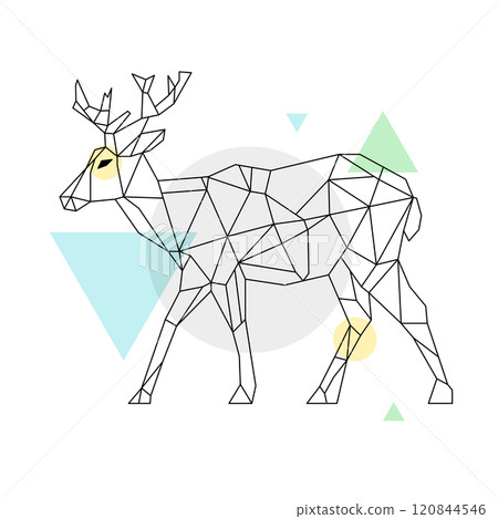 Geometric deer illustration polygonal colorful shape. Abstract polygonal design deer minimalist Geometric deer illustration polygonal colorful shape. Abstract polygonal design deer minimalist 120844546
