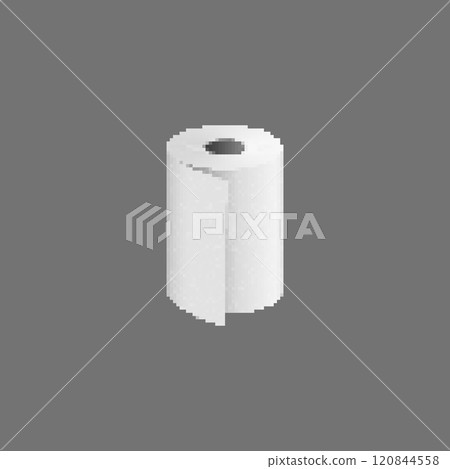 Pixel art roll toilet paper on a gray background. Minimalist and simple design created in retro 120844558