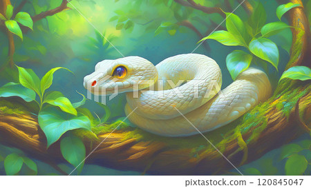 White snake on a tree White snake on a tree 120845047