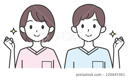 年輕護士做拳頭泵的插圖 120845361