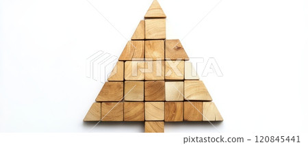Wooden blocks shaped like a Christmas tree 120845441