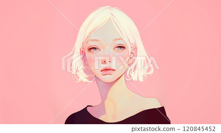 粉紅色背景前的年輕女子 粉紅色背景前的年輕女子 120845452