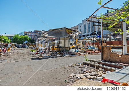 russian invaders destroyed city bazaar rocket russian invaders destroyed city bazaar rocket 120845462