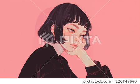 Cool woman portrait illustration 120845660