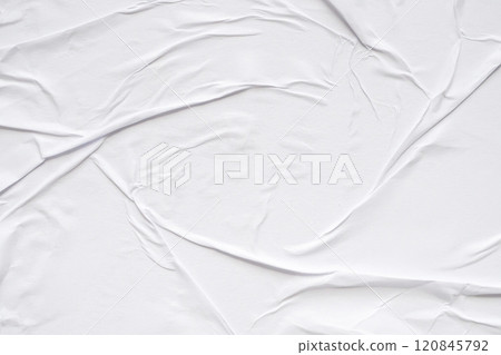 White blank crumpled and creased paper poster texture background 120845792