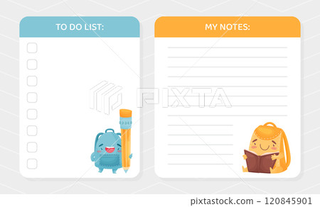 Note Card with Funny School Bag with Smiling Face Vector Template Note Card with Funny School Bag with Smiling Face Vector Template 120845901
