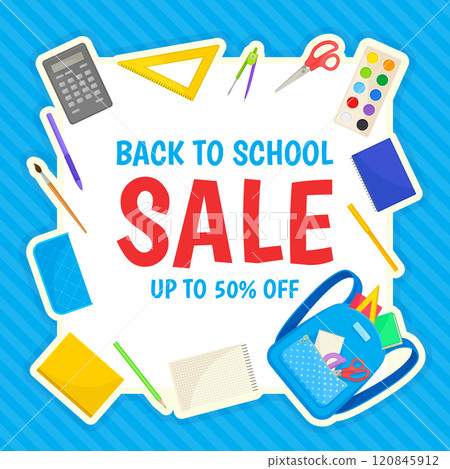 Back to School Banner Design with Supply Vector Template 120845912
