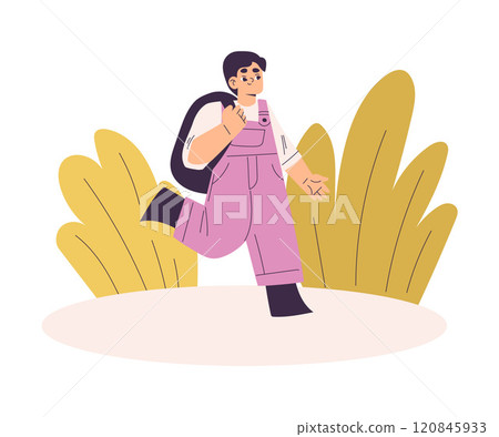 Boy Character with Backpack Run to School Have Schedule and Daily Routine Activity Vector Illustration Boy Character with Backpack Run to School Have Schedule and Daily Routine Activity Vector Illustration 120845933