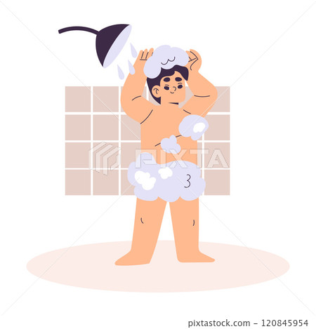 Boy Character Take Shower Have Schedule and Daily Routine Activity Vector Illustration Boy Character Take Shower Have Schedule and Daily Routine Activity Vector Illustration 120845954