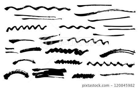 Hand-drawn brush illustration, underline, line, black Hand-drawn brush illustration, underline, line, black 120845982