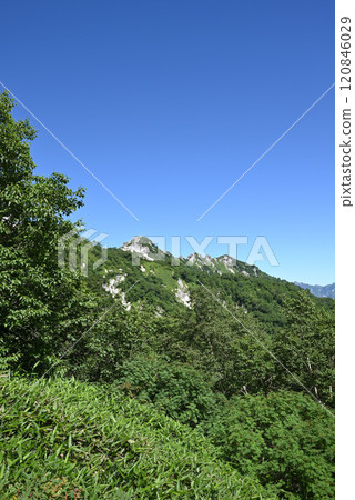 Climbing Mount Tsurugidake, Northern Alps, Nagano Prefecture Climbing Mount Tsurugidake, Northern Alps, Nagano Prefecture 120846029