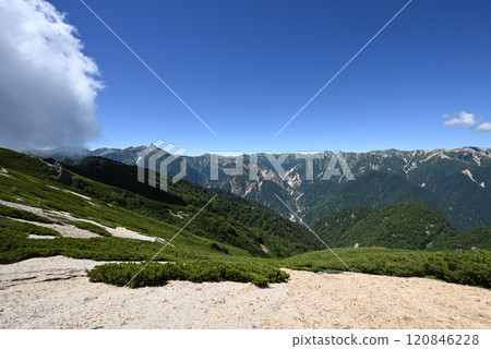 Climbing Mount Tsurugidake, Northern Alps, Nagano Prefecture Climbing Mount Tsurugidake, Northern Alps, Nagano Prefecture 120846228