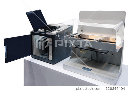 Isolated 3D ptinters. 3D printing technology 120846404