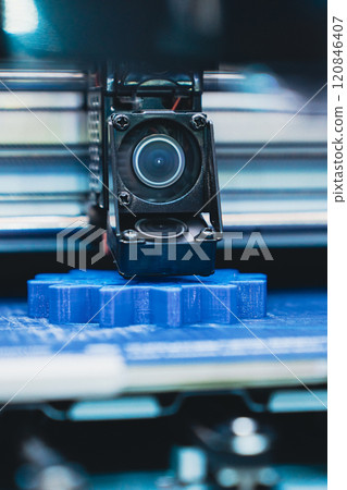 A 3d printer in the laboratory prints a structure from a polymer 120846407