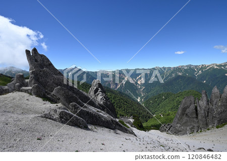 Climbing Mount Tsurugidake, Northern Alps, Nagano Prefecture Climbing Mount Tsurugidake, Northern Alps, Nagano Prefecture 120846482