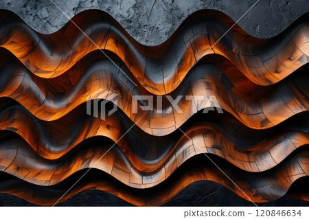Abstract Wavy Pattern with Warm Lighting on Textured Surface for Modern Design Generative AI 120846634
