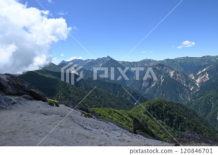 Climbing Mount Tsurugidake, Northern Alps, Nagano Prefecture Climbing Mount Tsurugidake, Northern Alps, Nagano Prefecture 120846701