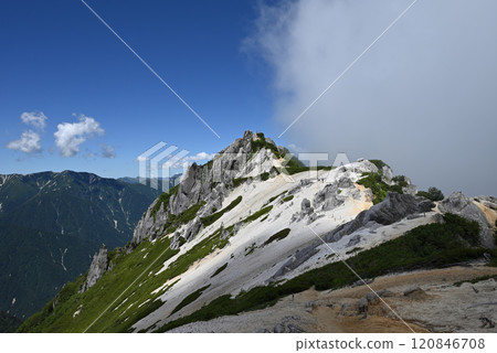Climbing Mount Tsurugidake, Northern Alps, Nagano Prefecture 120846708