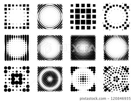 design elements. Halftone dotted frames set. Vector illustration design elements. Halftone dotted frames set. Vector illustration 120846935