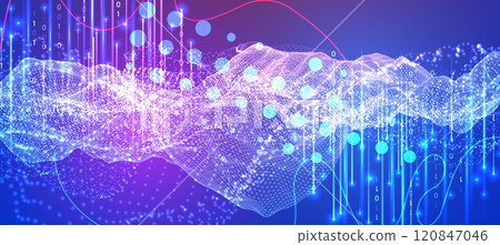 Big Data. Abstract digital futuristic vector illustration on technology background. Data mining and management concept. Hand drawn art. Big Data. Abstract digital futuristic vector illustration on technology background. Data mining and management concept. Hand drawn art. 120847046