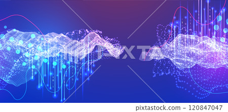 Big Data. Abstract digital futuristic vector illustration on technology background. Data mining and management concept. Hand drawn art. Big Data. Abstract digital futuristic vector illustration on technology background. Data mining and management concept. Hand drawn art. 120847047