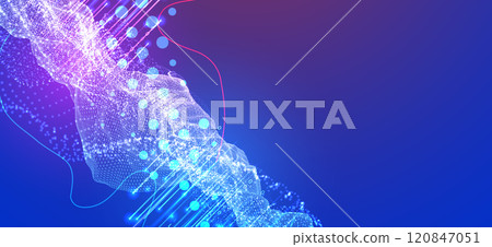 Big Data. Abstract digital futuristic vector illustration on technology background. Data mining and management concept. Hand drawn art. 120847051